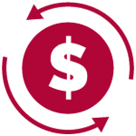 Icon of a dollar sign surrounded by arrows