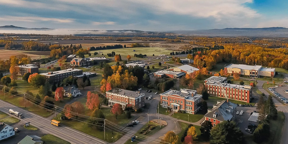 University of Maine at Presque-Isle campus aerial shot.